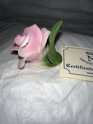 イタリア製 NAPOLEON ポーセリン ローズ フラワー フィギュリン　7点 Napoleon Italy Rare Capodimonte Porcelain Flowers - Pink Colored