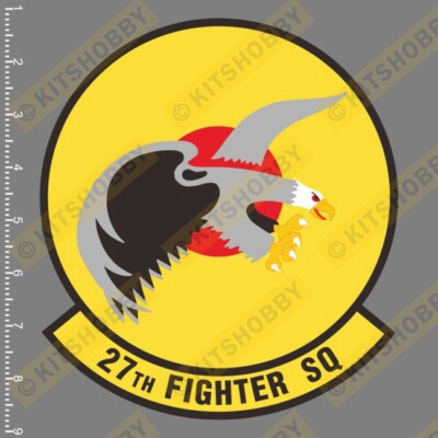USAF 27th Fighter Squadron ''Fighting Eagles'' Emblem Sticker (Size 9 cm x 8 cm)