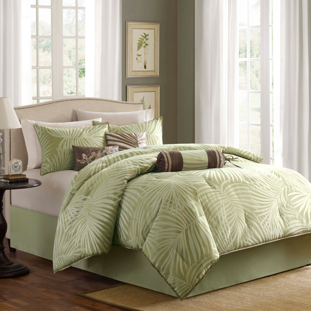 BEAUTIFUL TROPICAL Grün SAGE IVORY braun BEACH PALM LEAF TREE COMFORTER SET BEAUTIFUL TROPICAL Grün SAGE IVORY braun BEACH PALM LEAF TREE COMFORTER SET