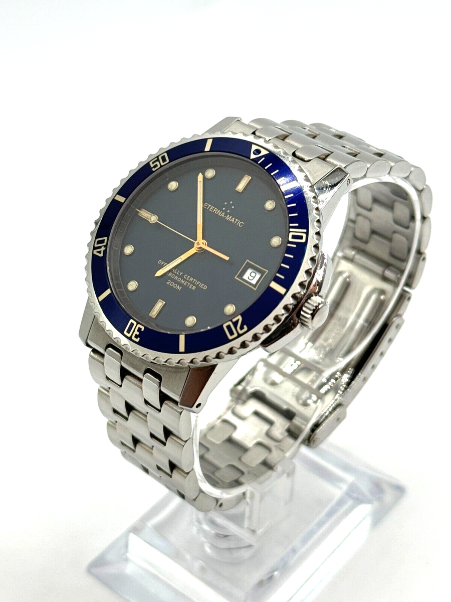 Enjoy　ETERNA kontiki 自動巻き腕時計 Vintage Mint Eterna Matic Kontiki Diver Blue Bezel Gold Accented