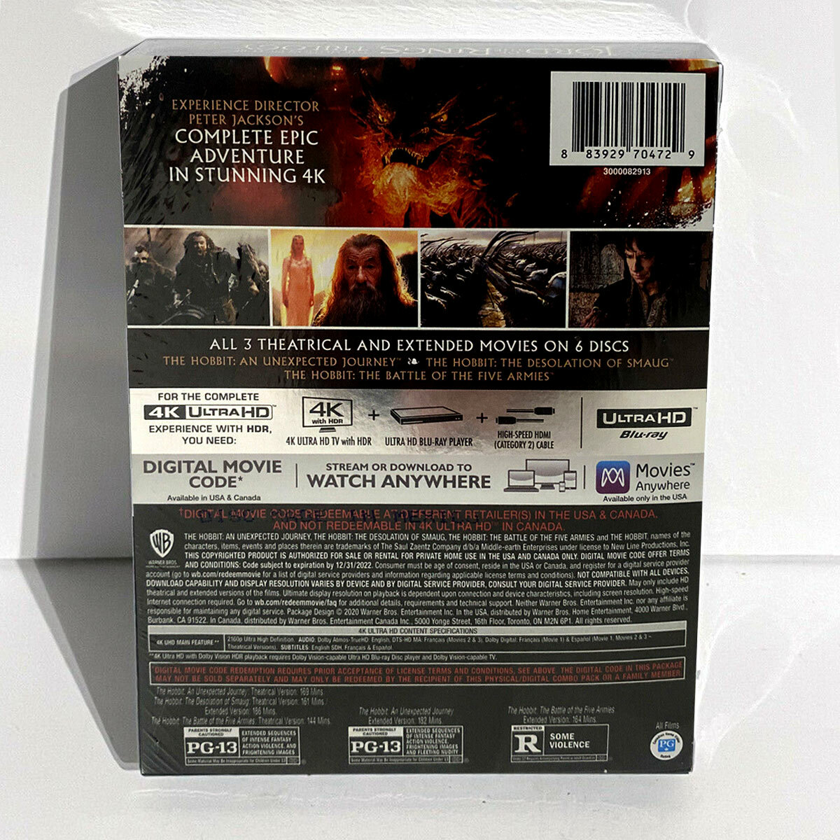 NEW The Hobbit Trilogy 4K Ultra HD Blu-ray movies w/Slipcase A++ MINT