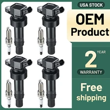 4 Ignition Coils Pack UF652 and Iridium Spark Plug For Kia Rio Soul 1.6L 2.0L L4