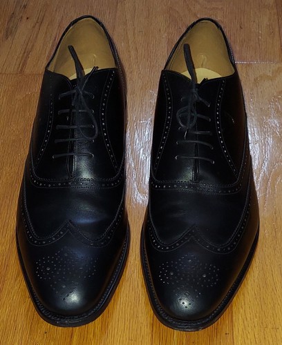BARKER ENGLAND MEN'S BLACK LEATHER WINGTIP OXFORDS SIZE 15 G MADE IN ENGLAND - Picture 4 of 16