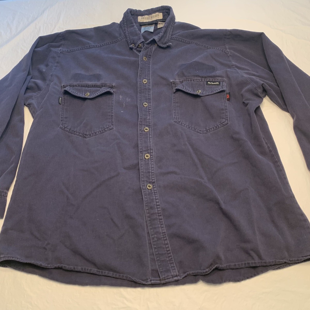 Workrite FR 2112 Westex Ultra Soft Cat2 Button Up Work Shirt Blue