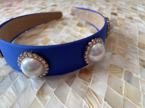 Blue & pearl Jewel headband Alice band Gem Crown Zara Star Flowers Wedding - Picture 6 of 6