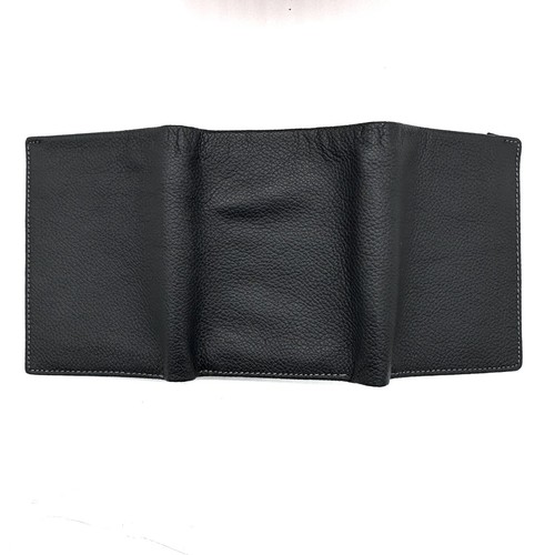 Perry Ellis Portfolio Men's Genuine Leather Tri-Fold Wallet Black color NWT - Picture 4 of 5