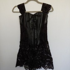 Faux leather and lace bustier small
