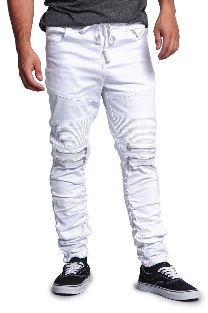 Victorious Men's Zipper Knee Scrunch Stacked Biker Twill Victorious Men's Zipper Knee Scrunch Stacked Biker Twill