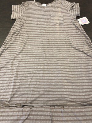 Lularoe XL Carly Dress   Brown Stripes  18-20 New With Defects Fade Comfort
