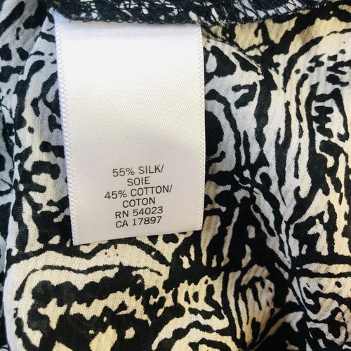 BANANA REPUBLIC Womens S Silk Blend Blouse Ruffle Front Cap Sleeve Black Paisley - Picture 10 of 12