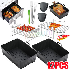 12PCS Air Fryer Rack Grills Steel Baking Pot Dual Basket Accessories For Ninja,U