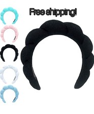 Puffy Spa Headband, Sponge Spa Headband for Washing Face, Terry cloth headband