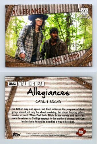 Carl & Siddiq #A-2 The Walking Dead Season 8 Pt 1 Topps 2018 Allegiances Card - Photo 1/1