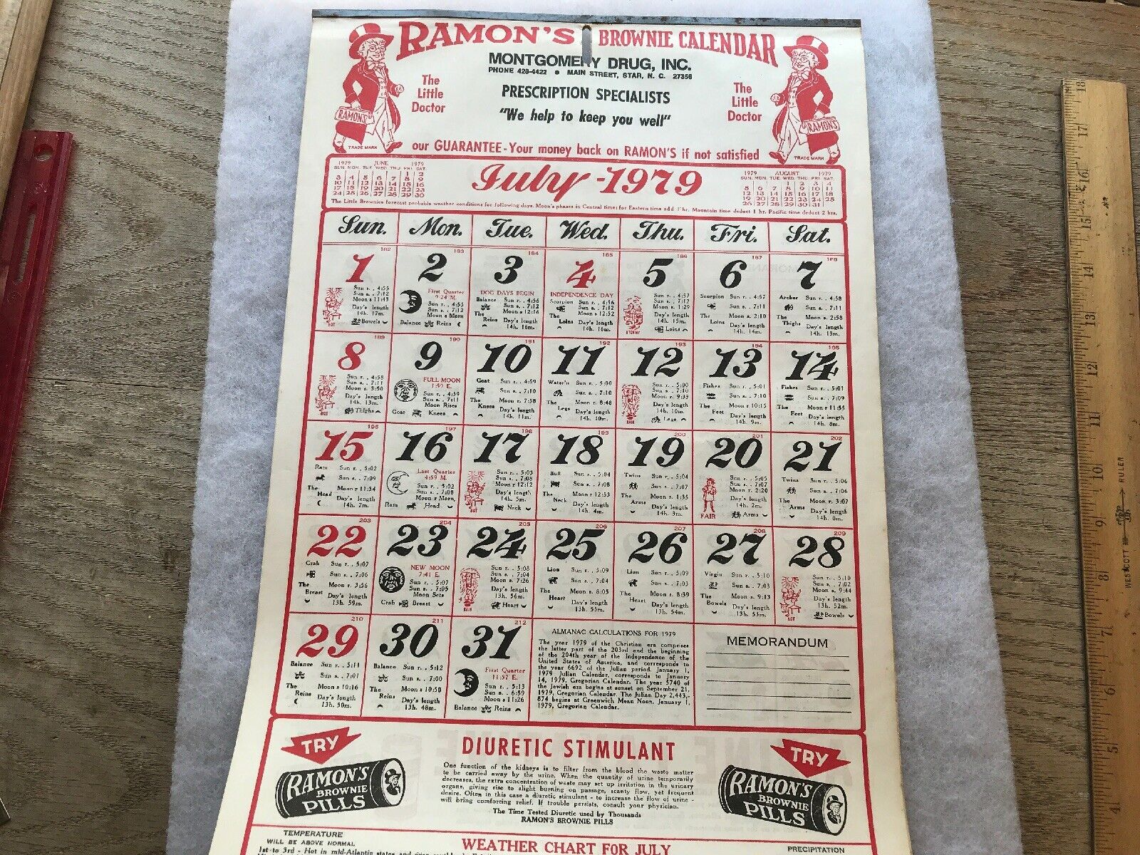 1979-ramon-s-brownie-calendar-montgomery-drug-store-star-north-carolina-ebay