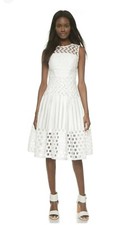 Milly Illusion Filament Inverted Pleat White A-line Dress NWT 750.00 Size 4 S