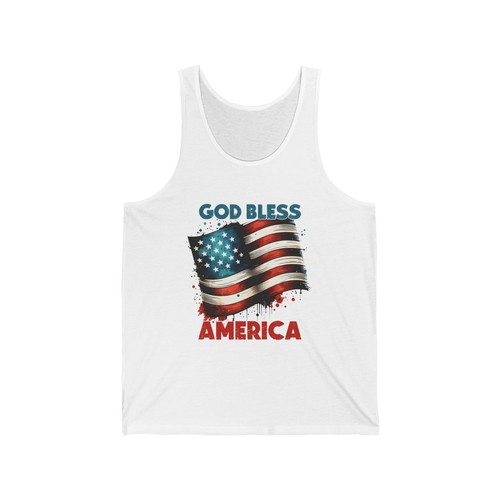 God Bless America Tank, Patriotic Unisex Jersey Tank, 4th of July Shirt, flag - Picture 1 of 19