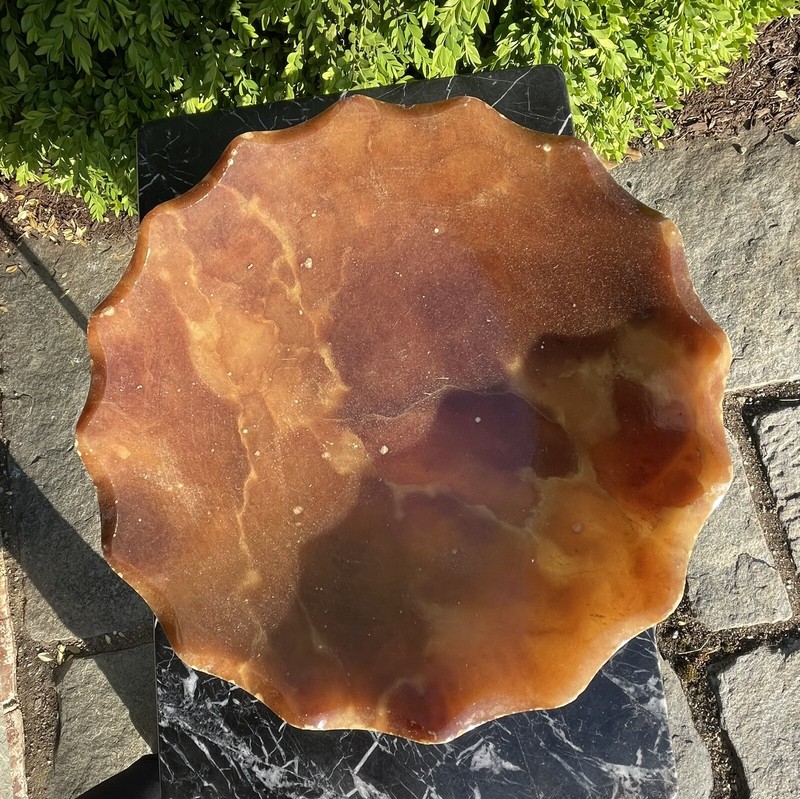 ❗️ANTIQUE GORGEOUS RARE MARBLE/ ONYX PEDESTAL BOWL  LOOKS LIKE TORTOISE SHELL❗️