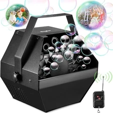 Theefun Bubble Machine: Remote Control 750ML Metal Bubble Blower Machine with...