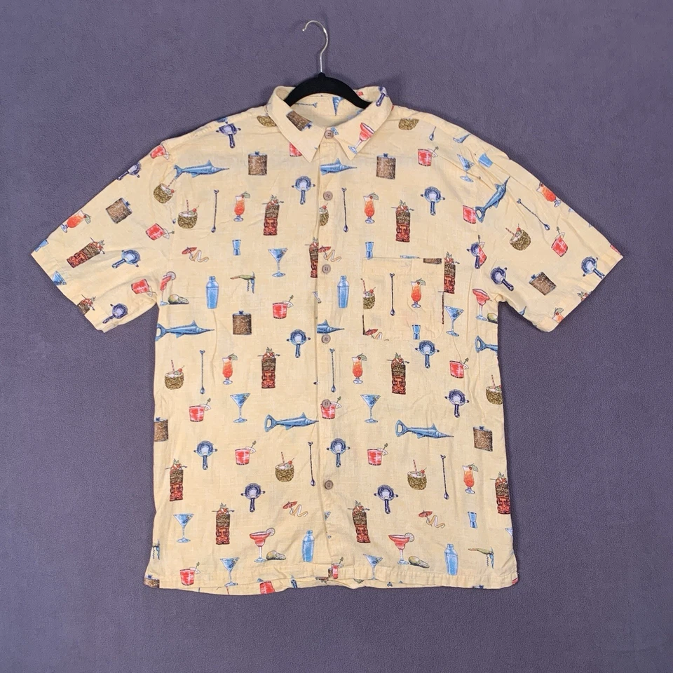 Camisa Joe Marlin L Ajuste Cómodo Estampado Mezcla Rayón AOP Hawaii Cóctel Tiki Crucero Foto 2 de 4