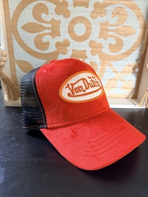 Von Dutch Trucker Hat RedOrange & Black Solid Mesh Back Adjustable OneSizeUnisex