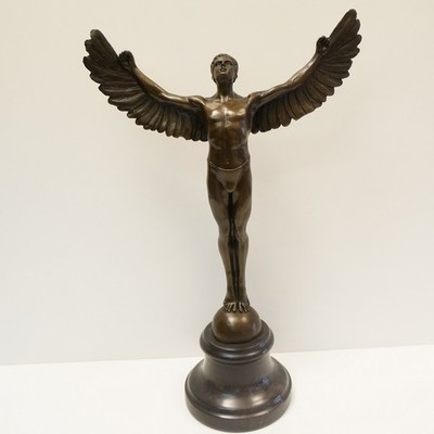 Statue Icarus Nackt Art Deco Stil Art Nouveau Jugendstil Stil Massive Bronze Unt