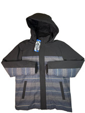 NEW Pendleton Men's L Hooded Softshell Wool Blend Zip Jacket Black Striped Aztec