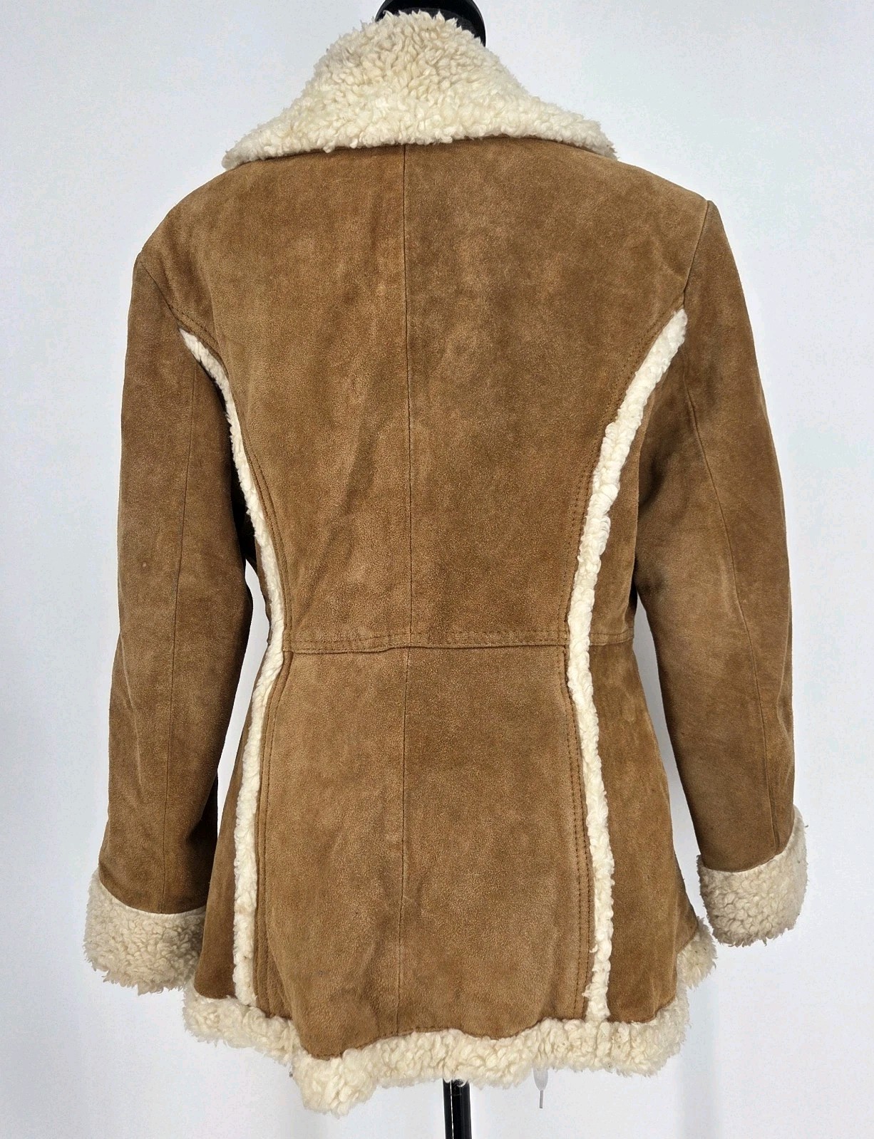 Vintage Womens Genuine Suede Coat 14 Sherpa Lines penny lane Chore Jacket image 3