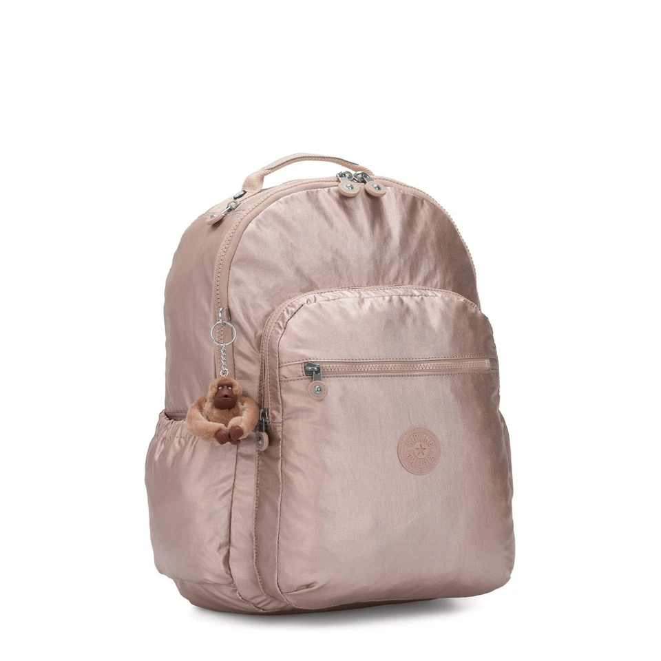 Mochila para portátil Kipling Seoul Go grande metálica de 15" de cuarzo metálico Foto 2 de 4