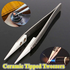 1pc Ceramic Tip Tweezers Stainless Steel Heat Resistant Soldering Precision Tool