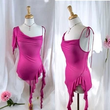 Magenta Mesh Sheer Off Shoulder Top Fairycore Ruffles Boho Beach Summer Pretty S