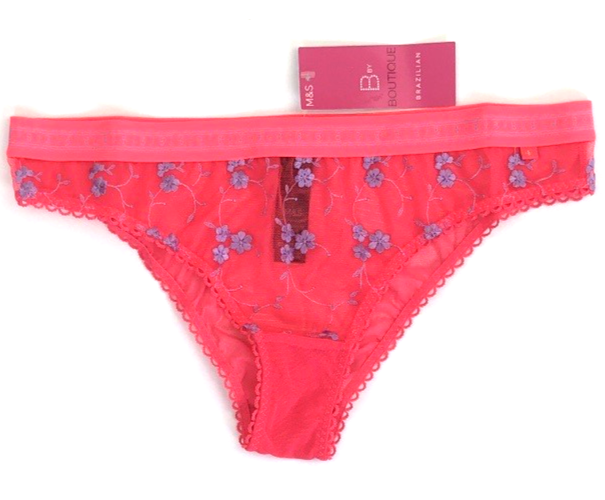 Marks & Spencer Boutique Karina Embroidery Brazilian Knickers UK 12 Pink BNWT