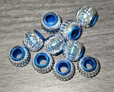 Set Of 10 Blue With Silver Bracelet Beads
