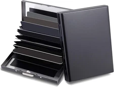 RFID Metal Credit Card Holder Wallet for Men and Women in Gift Box (Black)