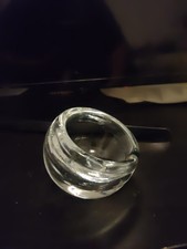 Vintage Glass Orb Ashtray Mid Century Modern Clear One Slot
