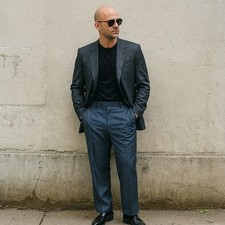 Dolce & Gabbana Dress Pants Mens 36 Blue Wool Blend Flat Front Career Casual