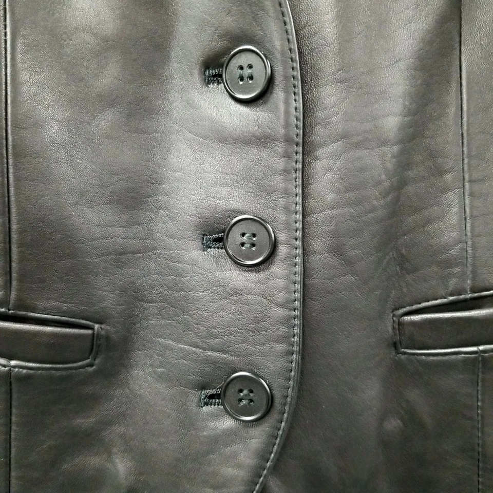 Chaleco de cuero negro de piel de cordero Valerie Stevens Nueva Zelanda para mujer talla S Foto 2 de 4