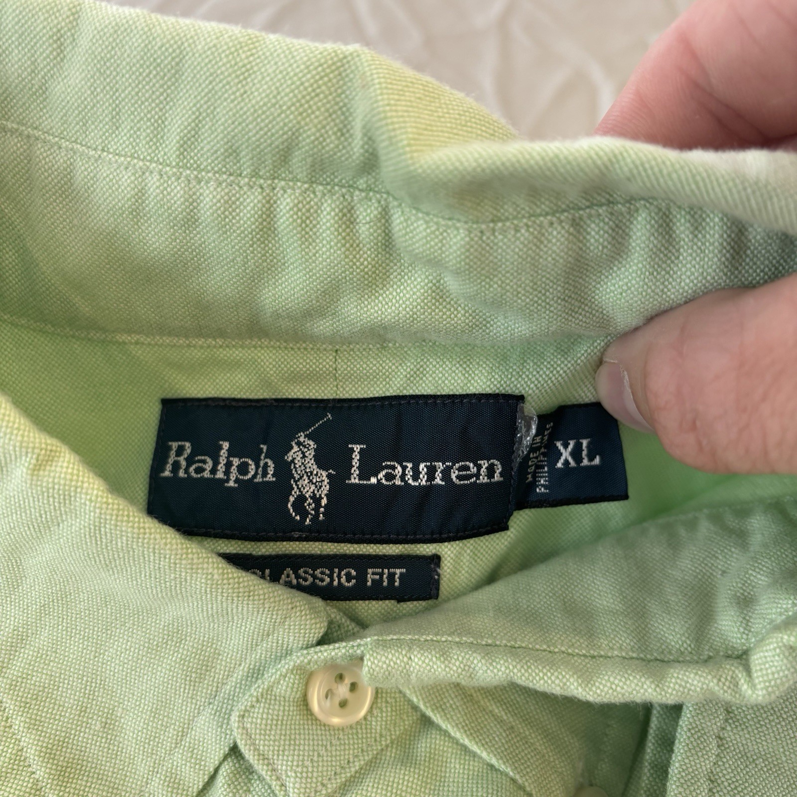 Polo Ralph Lauren Classic Fit Camicia Uomo Extra Large XL Verde Carne Pony Preppy