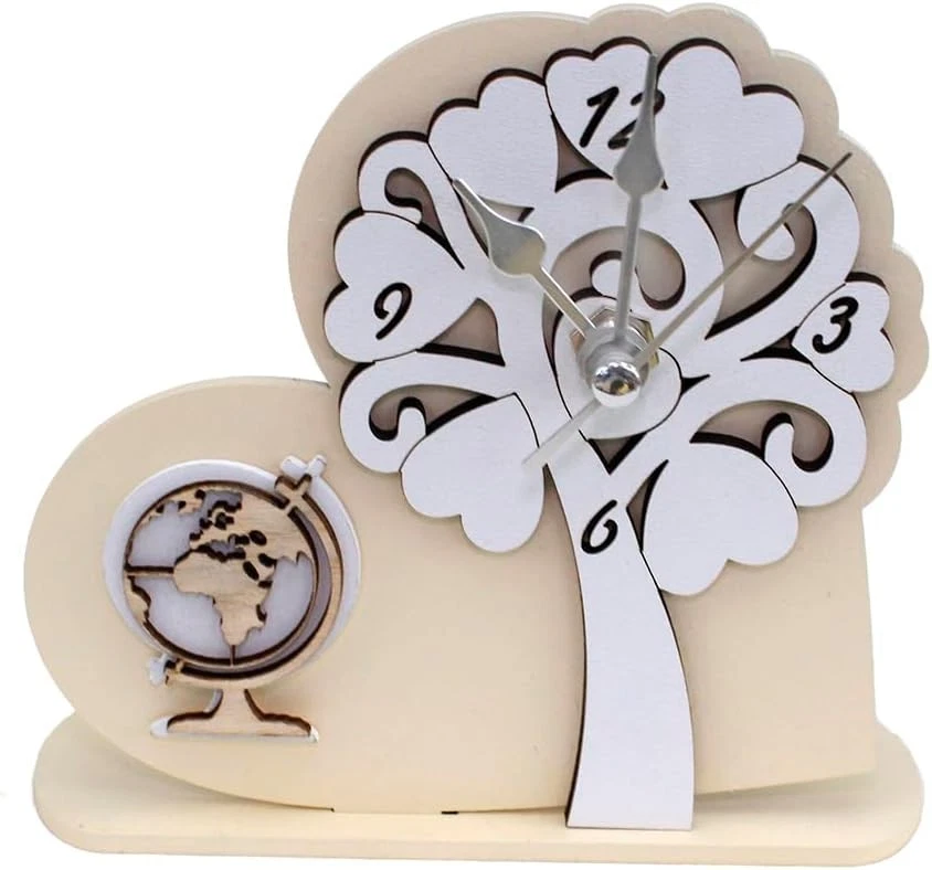 DLM BOMBONIERE DLM-A311 Bomboniere Orologio in legno cm 12x12x5 linea Cuore per matrimonio