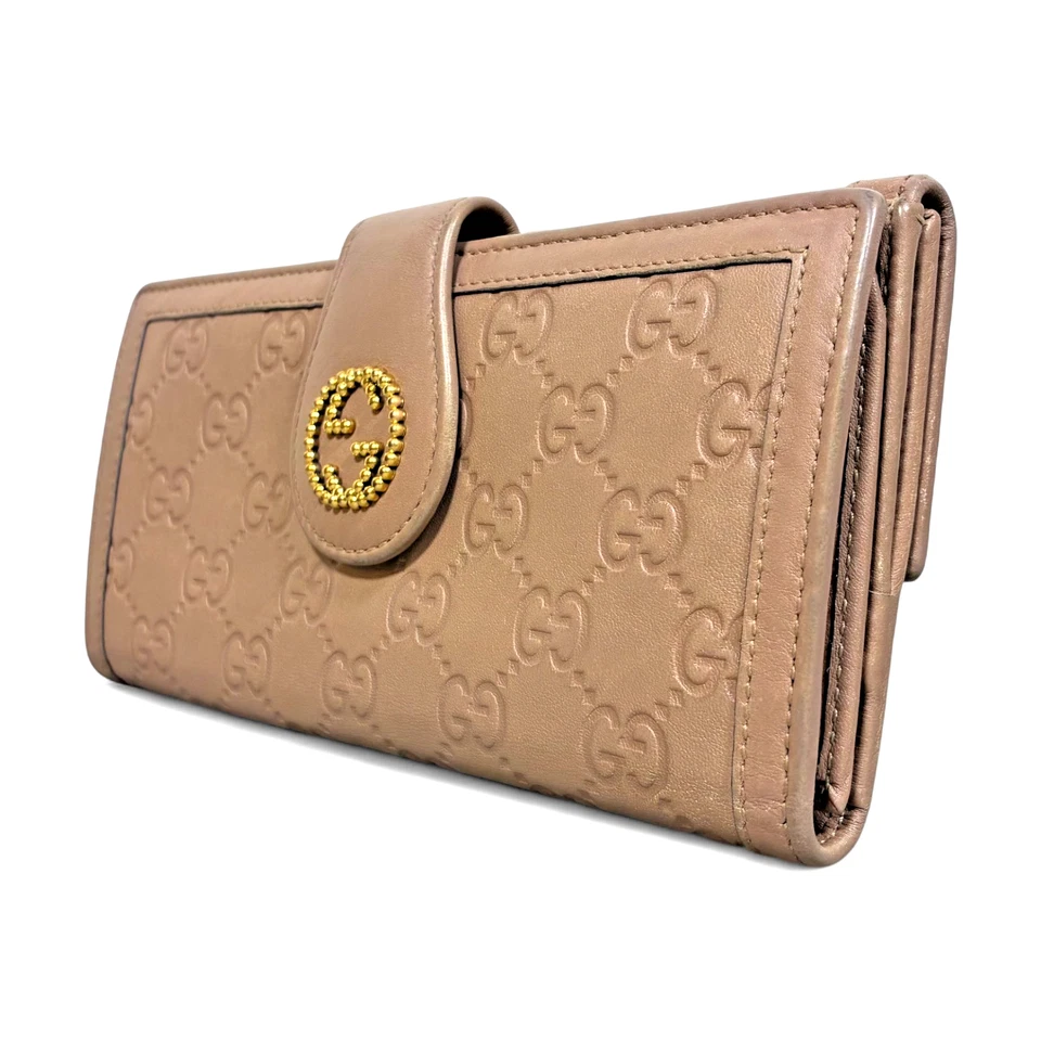 GUCCI Cartera Larga Plegable I 269970 Entrelazada G Guccissima Rosa USADA con Caja Italia Foto 4 de 4