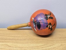 Vintage Mexican Maraca Instrument Hand Painted Travel Souvenir