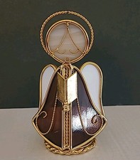 Stained Glass Angel Standing Choir Gold Trim Purple White 5.5"