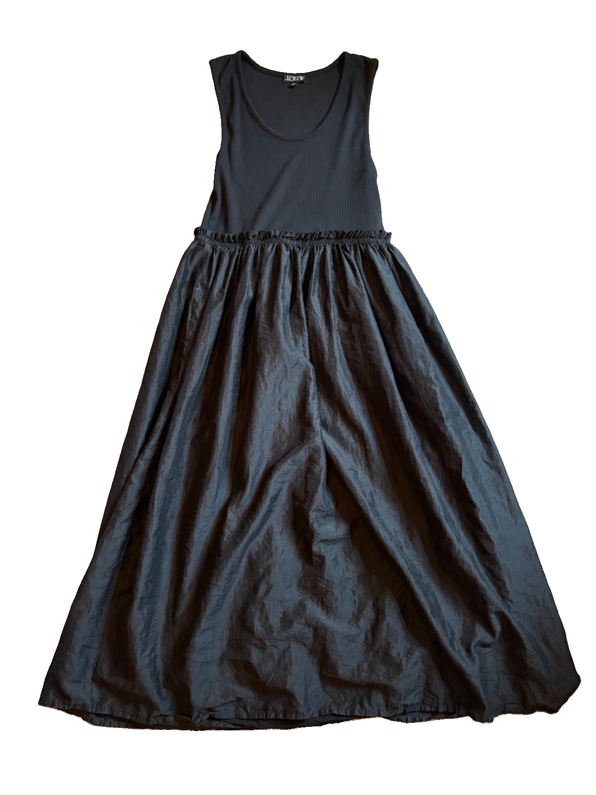 J. Crew Black Maxi Dress Ribbed Tank With Full Skirt Size Large