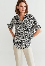 MANGO SOPHI Women's Leopard print long sleeve Blouse Size XL BNWT