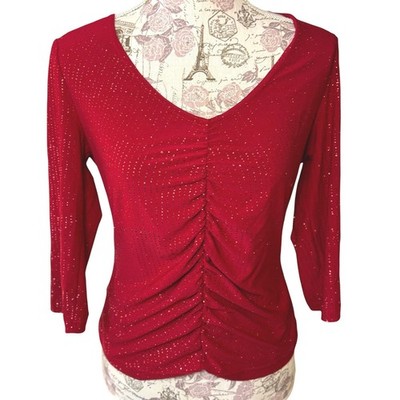 Y2K bodycon sparkle red top BCBG  Sz M/L