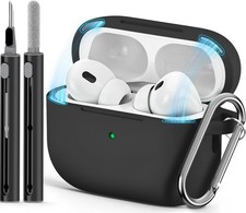 Ljusmicker for AirPod Pro Case Cover with Cleaner Kit,Soft C-Magnetic Black