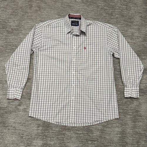 Wrangler George Strait Shirt Mens XL White Plaid Western Button Up Long Sleeve