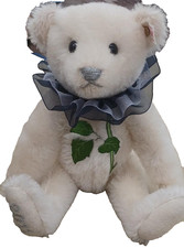 Steiff Blue Rose Teddy Bear Japan Asia Limited White Mohair 2011 Collectible
