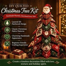 Christmas Fabric Patchwork Tree Snowman Elk Santa Claus 3D Tabletop Sewing Kit