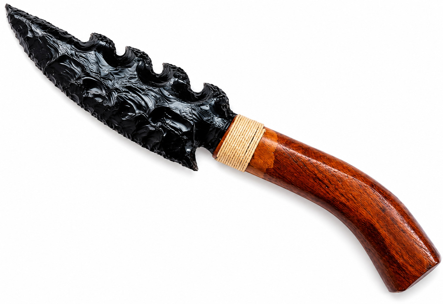 Crystal Dagger Black Obsidian Crystal Knife 10" Flint Knapped Ritual Athame Gift