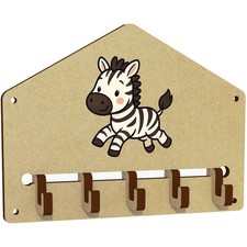 Image of 'Cute Running Zebra' Wall Mounted Key Hooks / Holder (WH00097093)